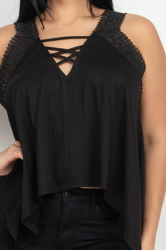 Criss-cross V neck top