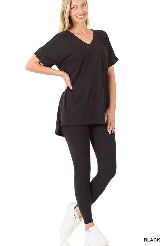 MICROFIBER LOUNGEWEAR SET-Black