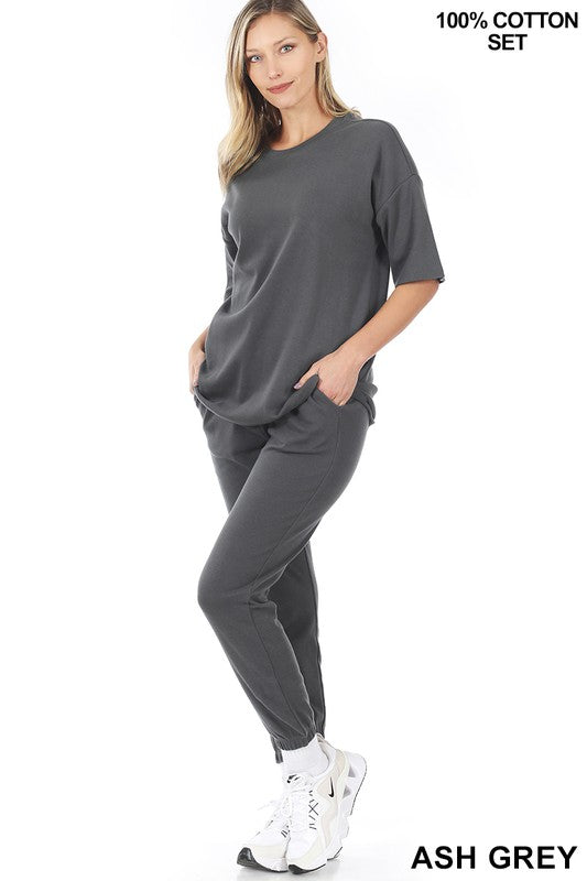 DROP SHOULDER TOP AND JOGGER PANTS SET
