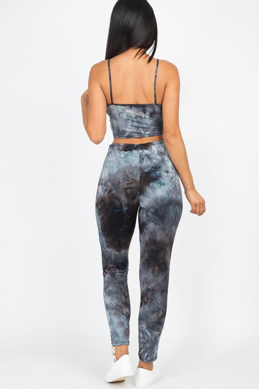 Ruched crop top and pants set