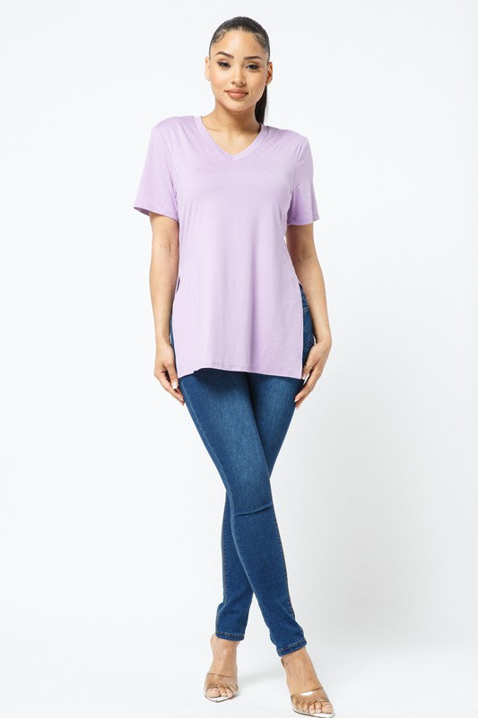 Side Slits V Neck Tunic Top