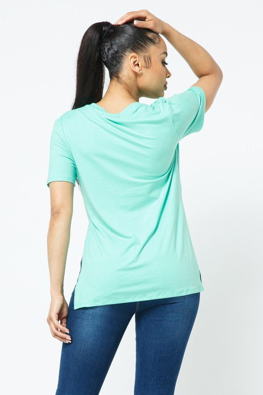 Side Slits V Neck Tunic Top