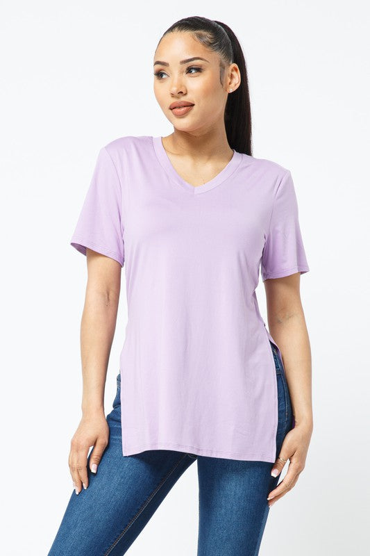 Side Slits V Neck Tunic Top