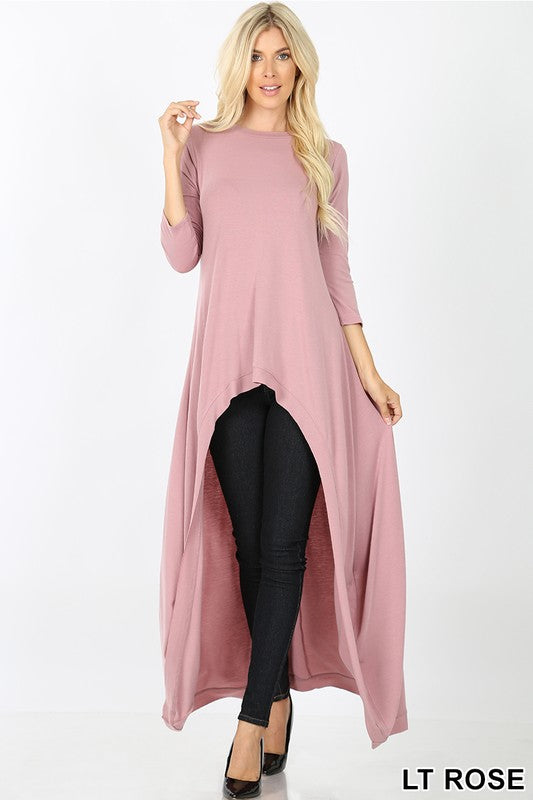 HIGH-LOW LONGLINE 3/4 SLEEVE TOP