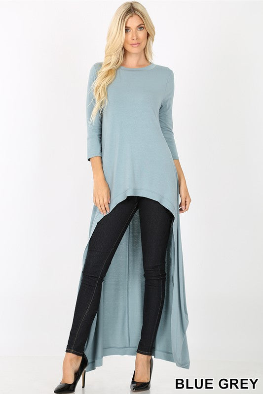 HIGH-LOW LONGLINE 3/4 SLEEVE TOP