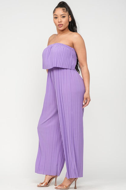 PLEATED OFF SHOULDER JUMPSUIT