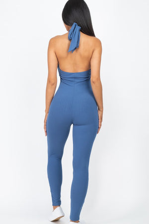 Halter neck bodycon jumpsuit