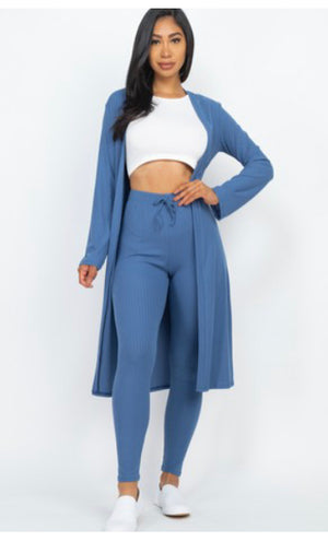 Denim 2 PC Cardigan and Leggings